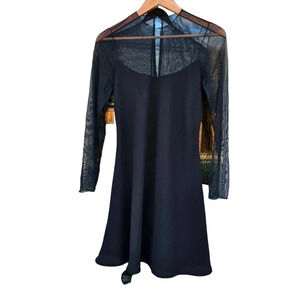 Laundry by Shelli Segal Sheer Long Sleeve Mini Dress Black Size 6